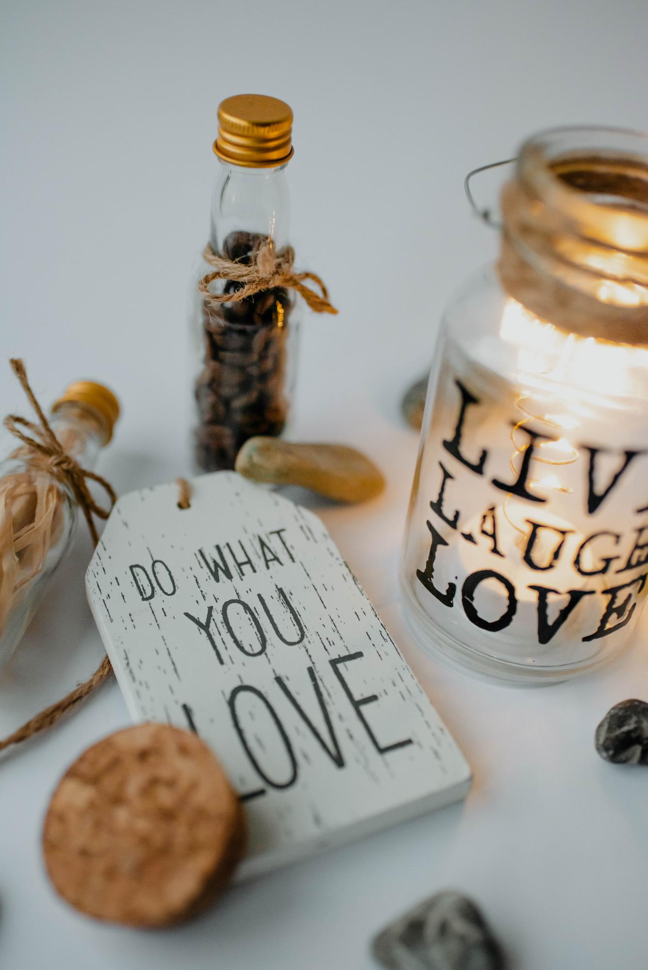 two small jars with handwritten labels